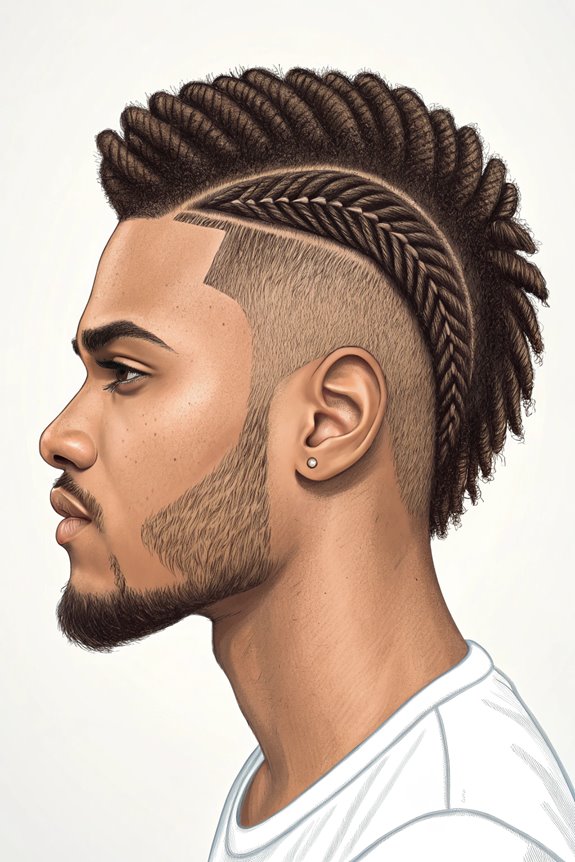 cornrow tapered frohawk hairstyle