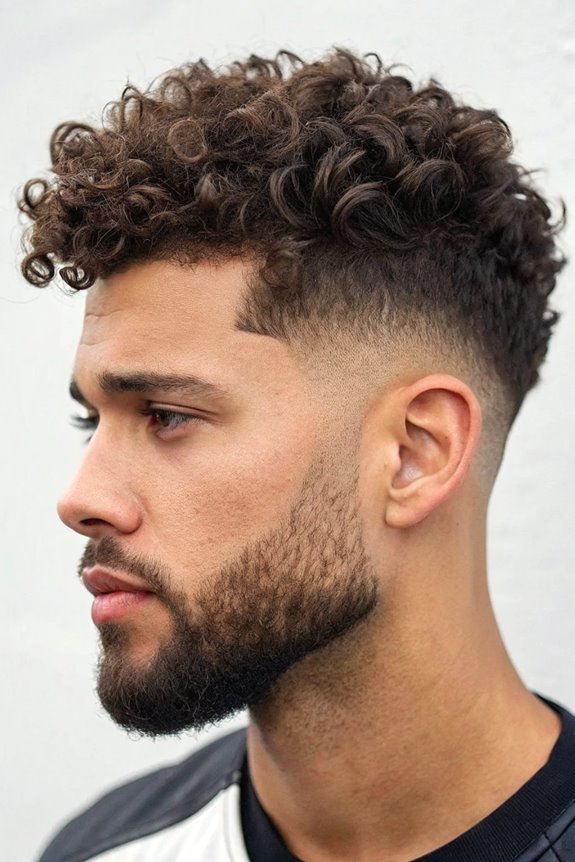 curly hair with fade