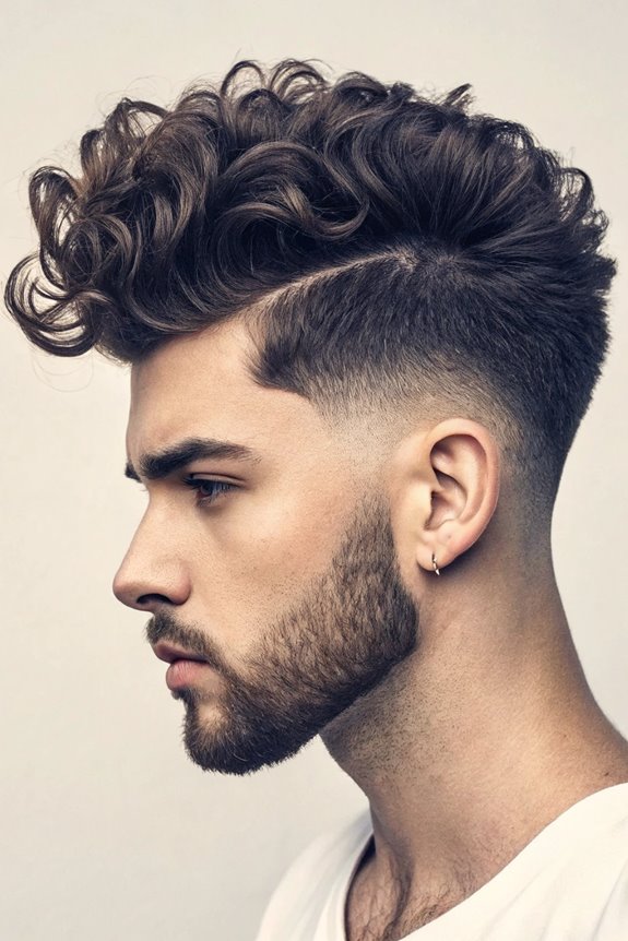 curly quiff with fade