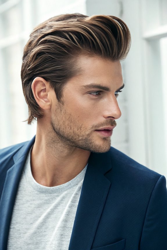 slick back voluminous hairstyle