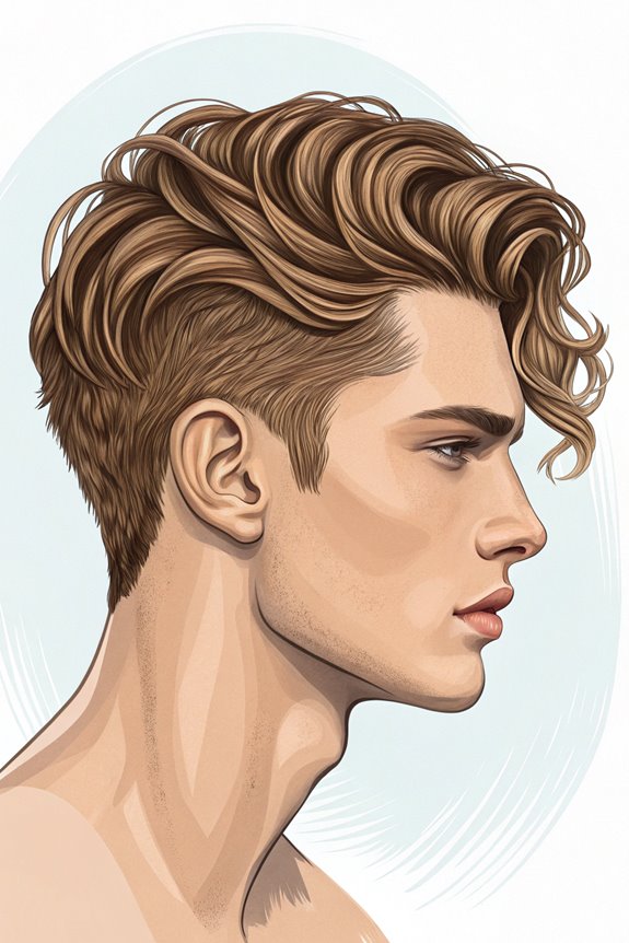 stylish wavy side part