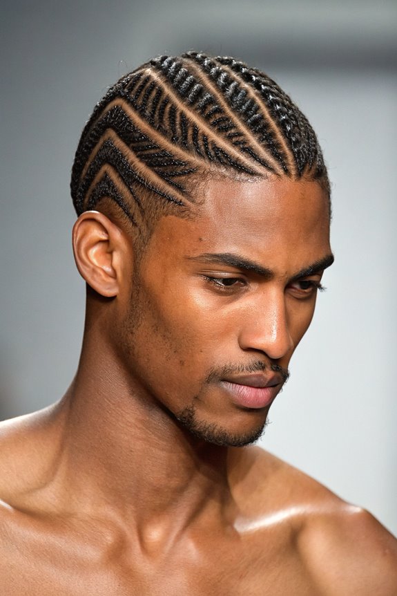 stylish zigzag cornrow hairstyle