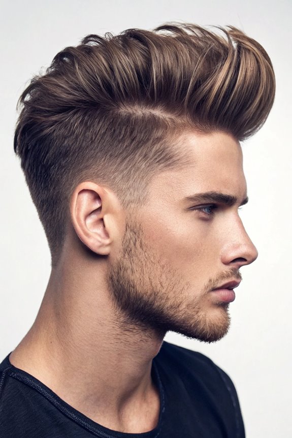 textured pompadour with fade