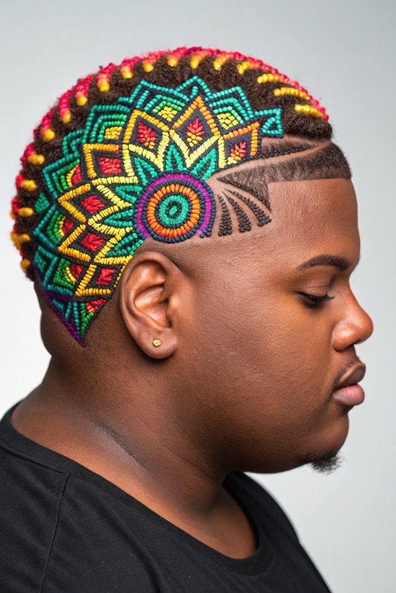 vibrant cornrow hair design